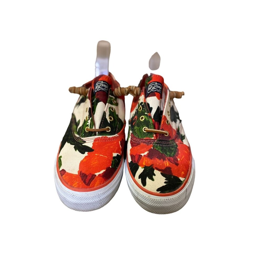 Milly for Sperry Top-Sider Sneakers Womens 9M Used Red Floral - Picture 4 of 16
